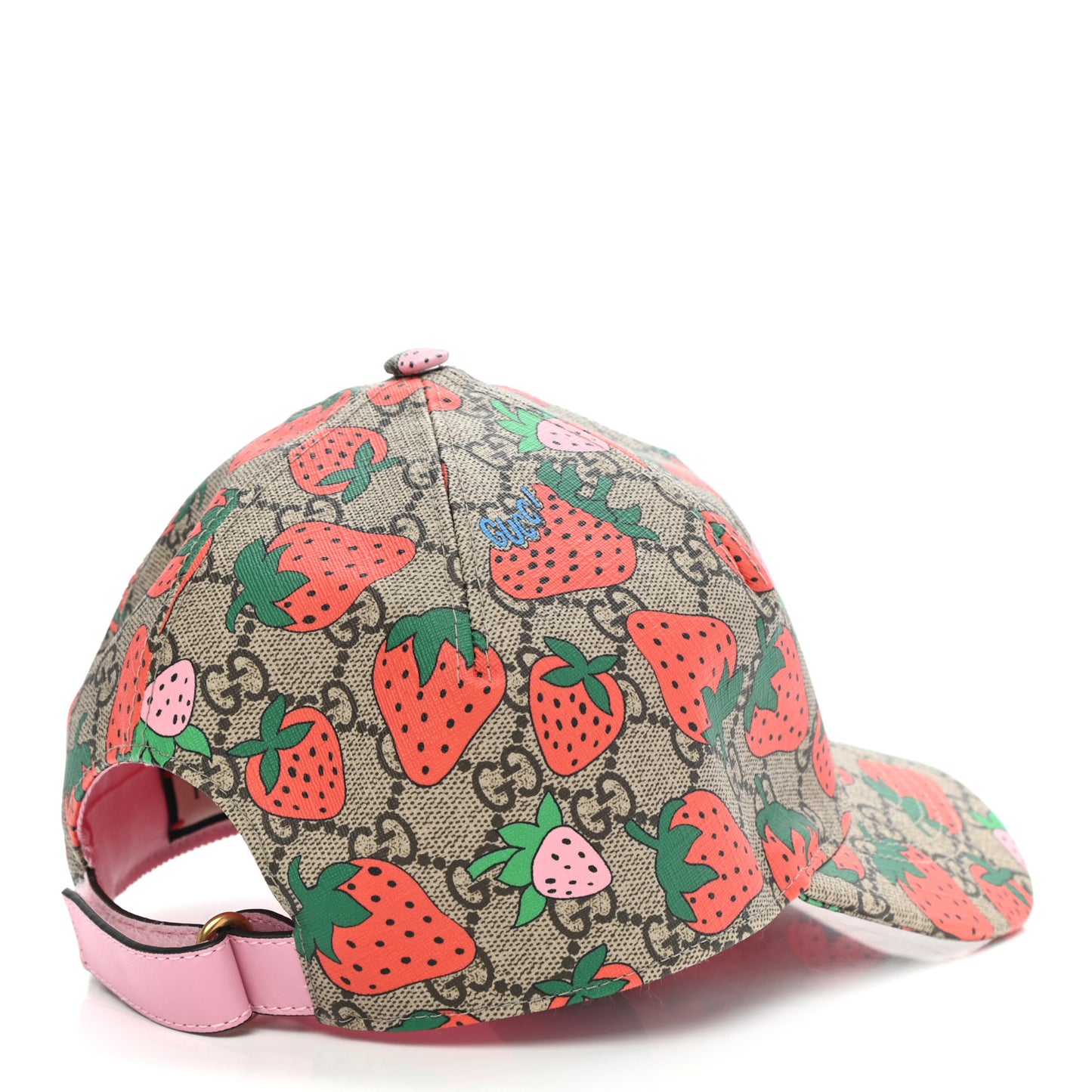 GG Supreme Monogram Strawberry Baseball Hat 57 Beige