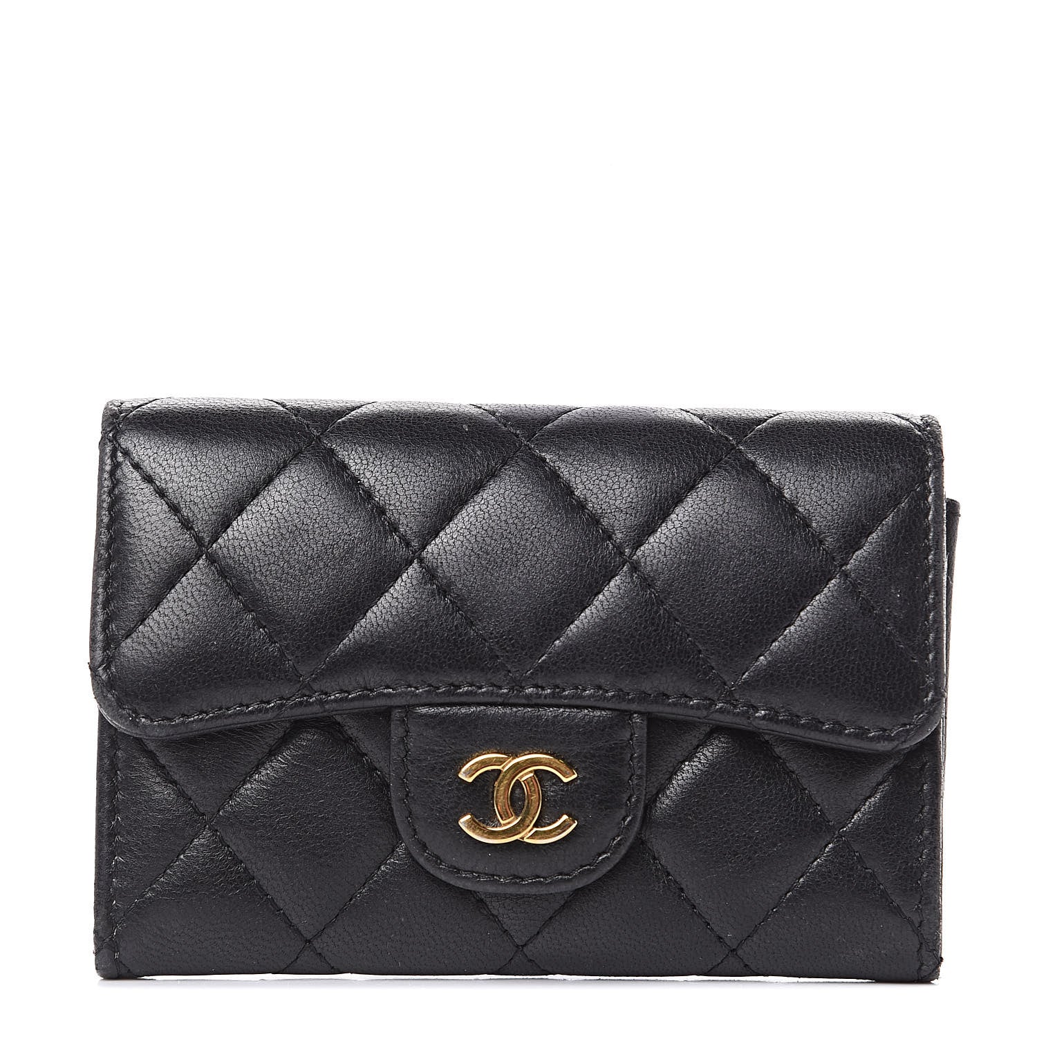 Chanel Lambskin Quilted Flap Card Holder Black 1 of 12