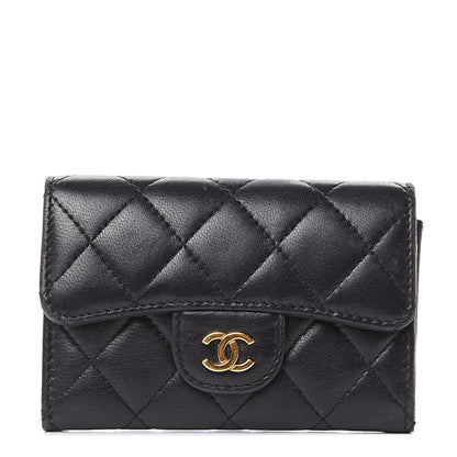 Chanel Lambskin Quilted Flap Card Holder Black 1 of 12
