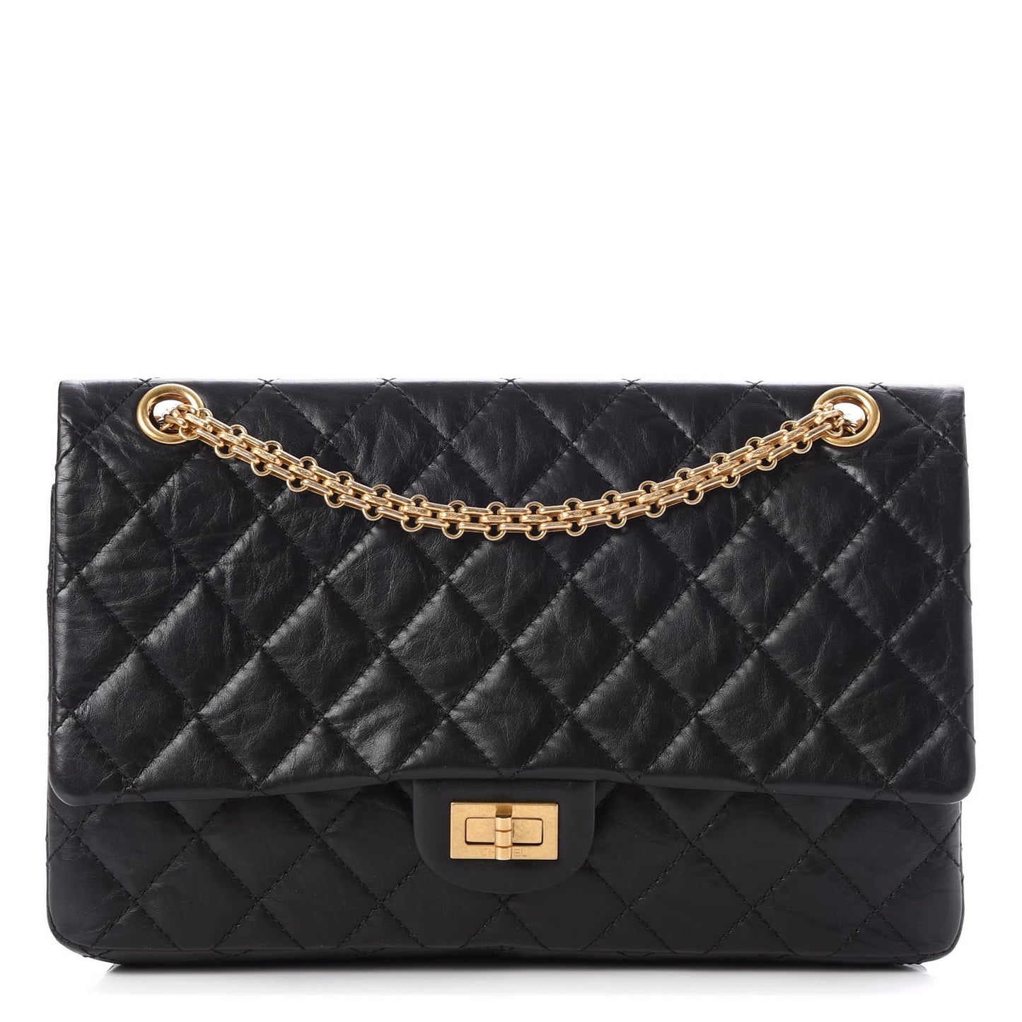 Aged Calfskin Quilted 2.55 Reissue 226 Flap Black