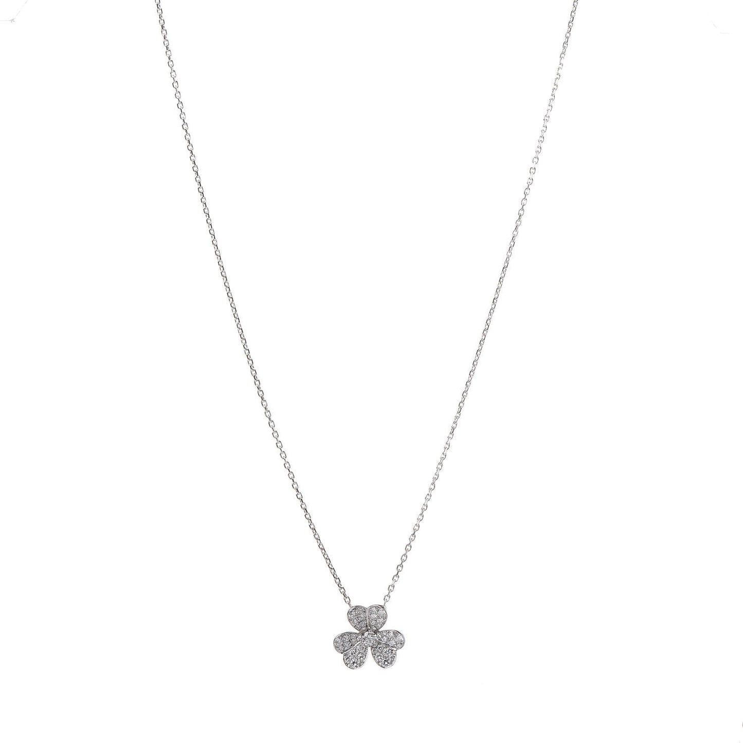 18K White Gold Diamond Small Frivole Pendant Necklace