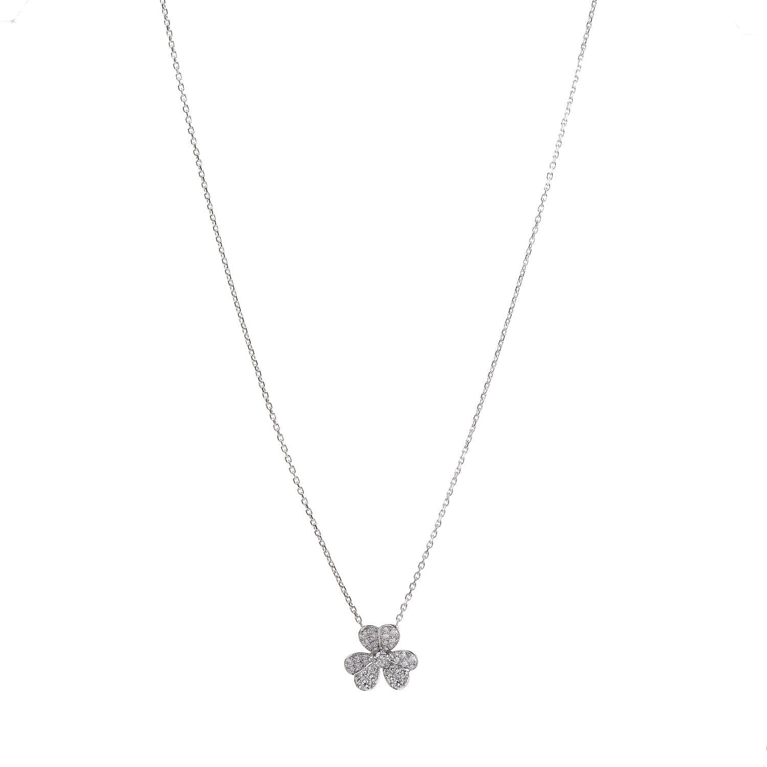 Van Cleef & Arpels 18K White Gold Diamond Small Frivole Pendant Necklace 1 of 7