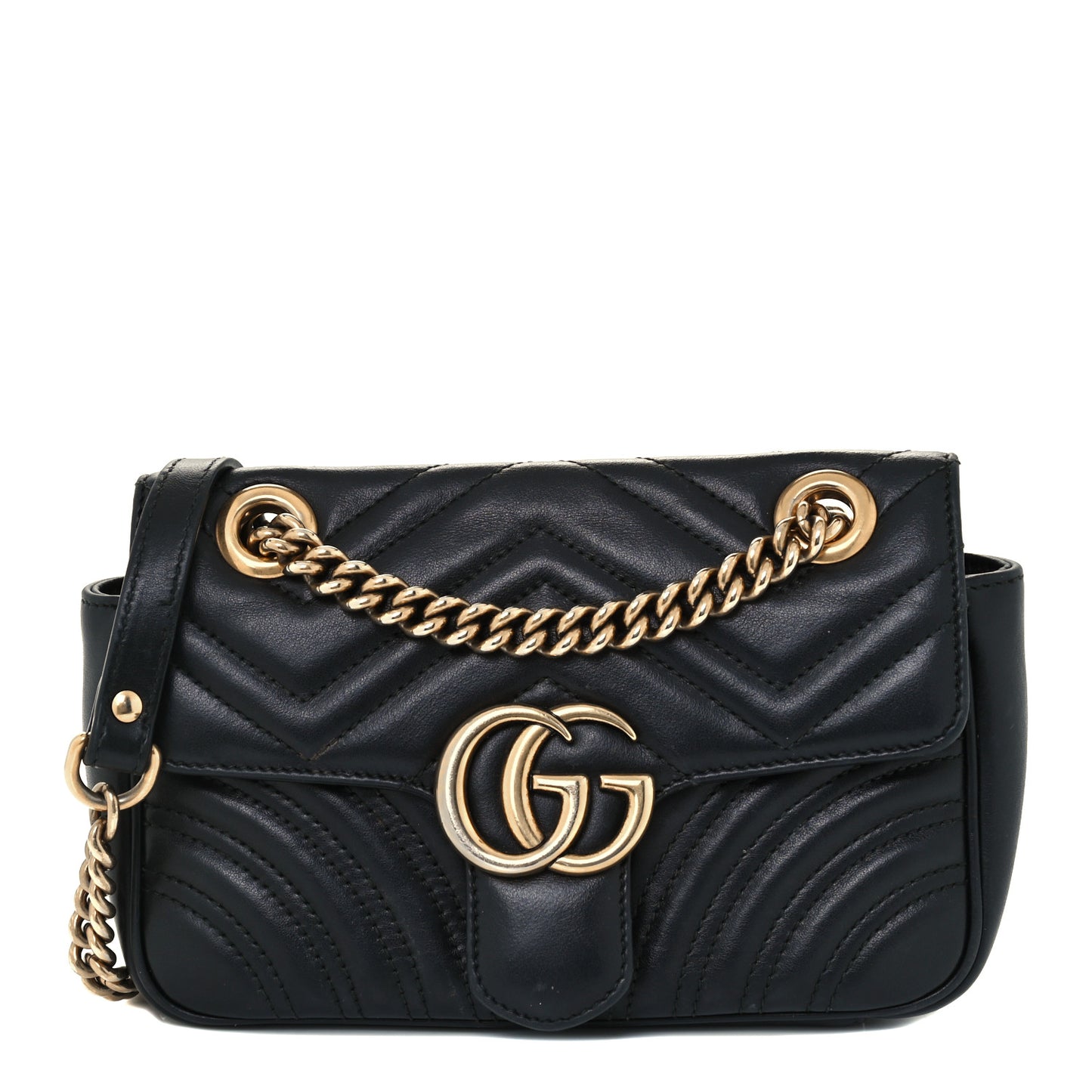 Calfskin Matelasse Mini GG Marmont Shoulder Bag Black