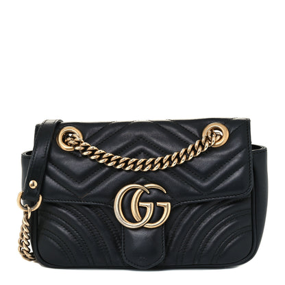 Gucci Calfskin Matelasse Mini GG Marmont Shoulder Bag Black 1 of 20