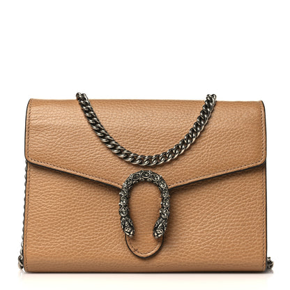 Gucci Dollar Calfskin Crystal Mini Dionysus Chain Wallet Natural Tan Black Diamond 1 of 11