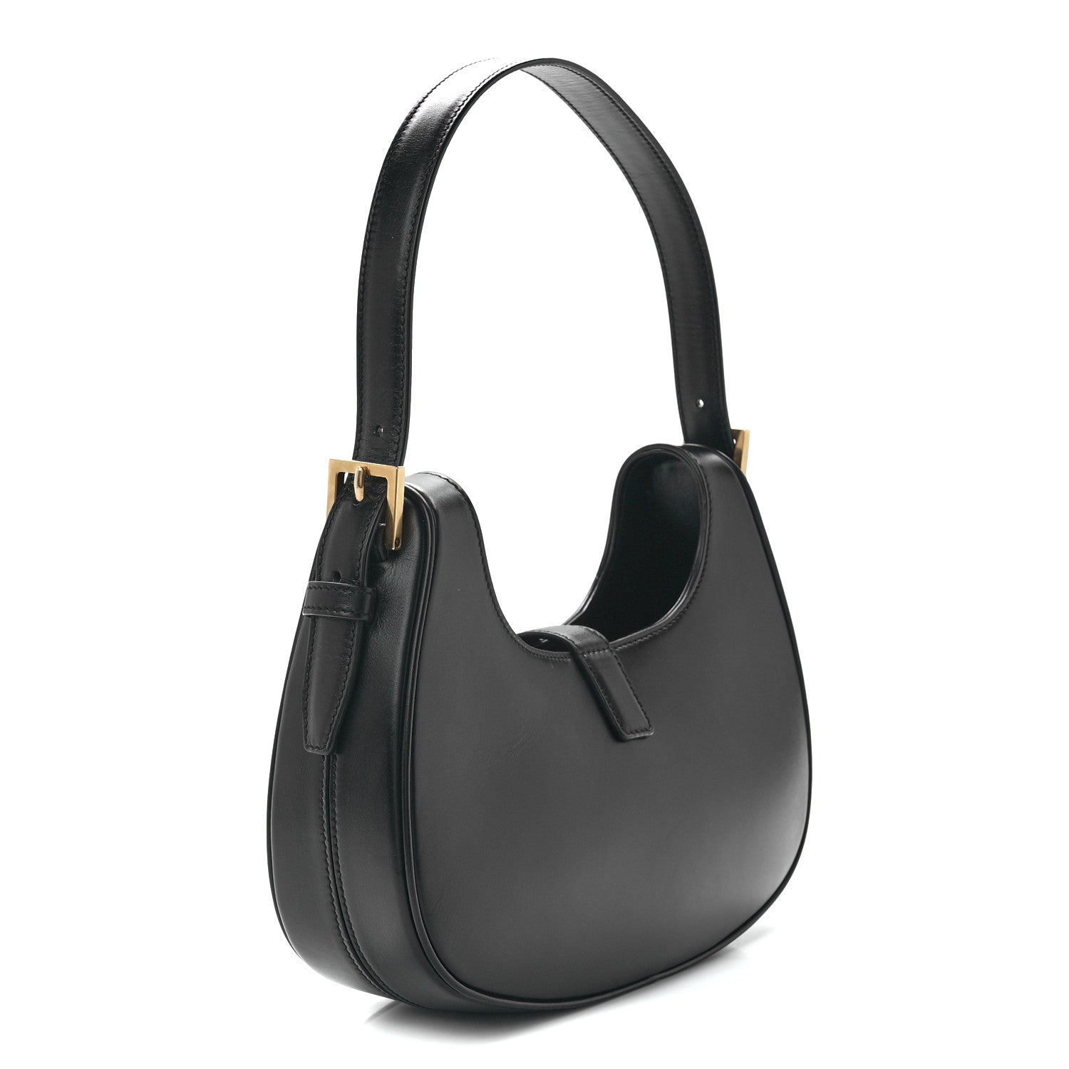 Saint Laurent Shiny Calfskin Le Fermoir Hobo Black 3 of 12