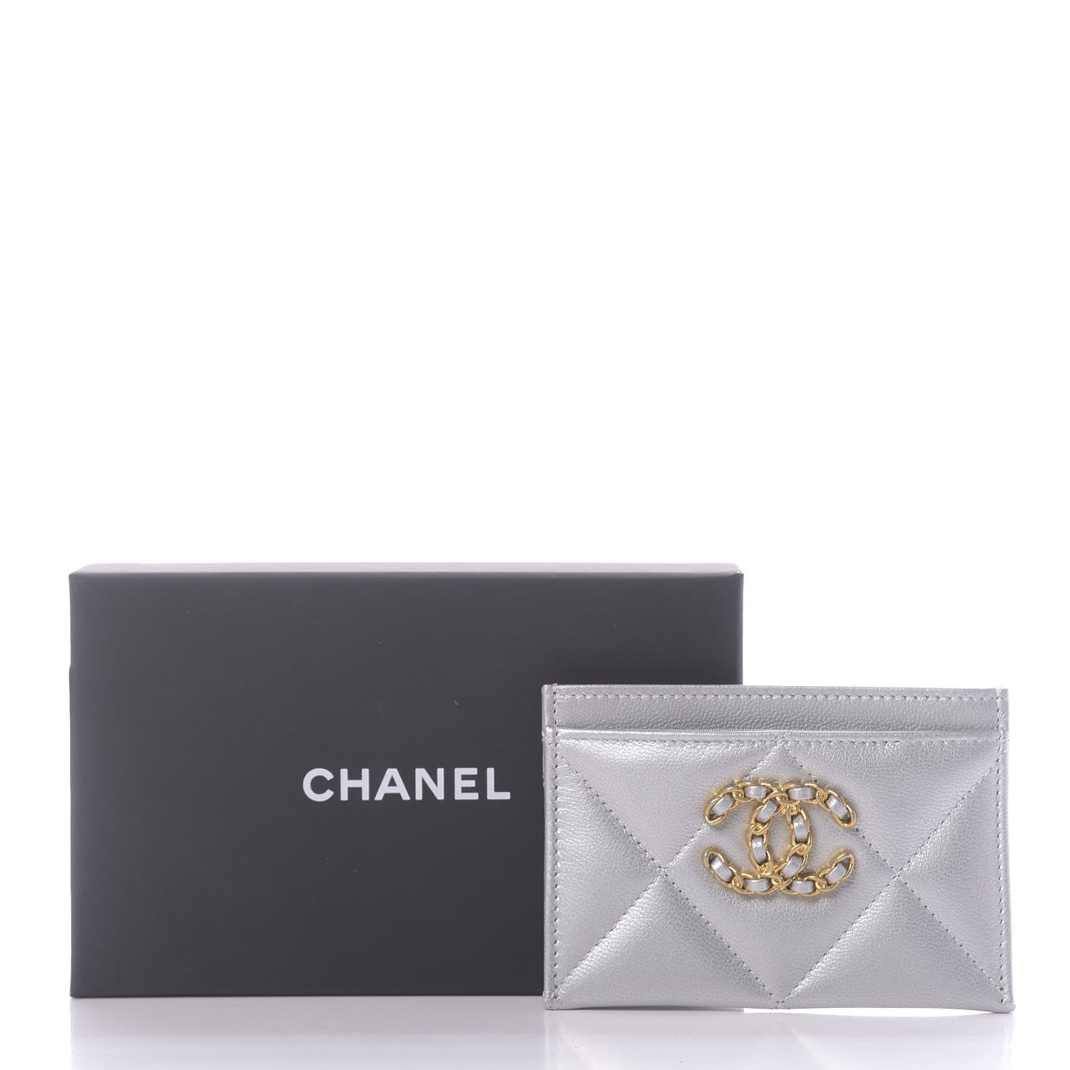 Chanel Metallic Goatskin Quilted 19 Card Holder Silver 11 of 11