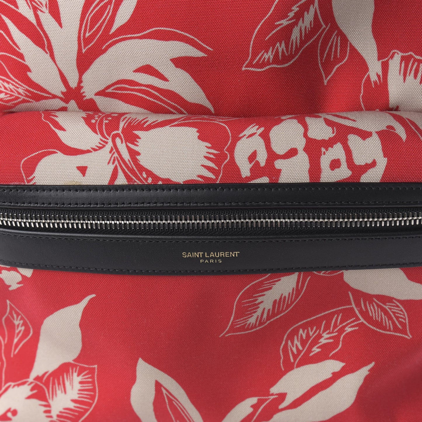 Canvas Hawaiian Hibiscus Print City Backpack Red Ivory