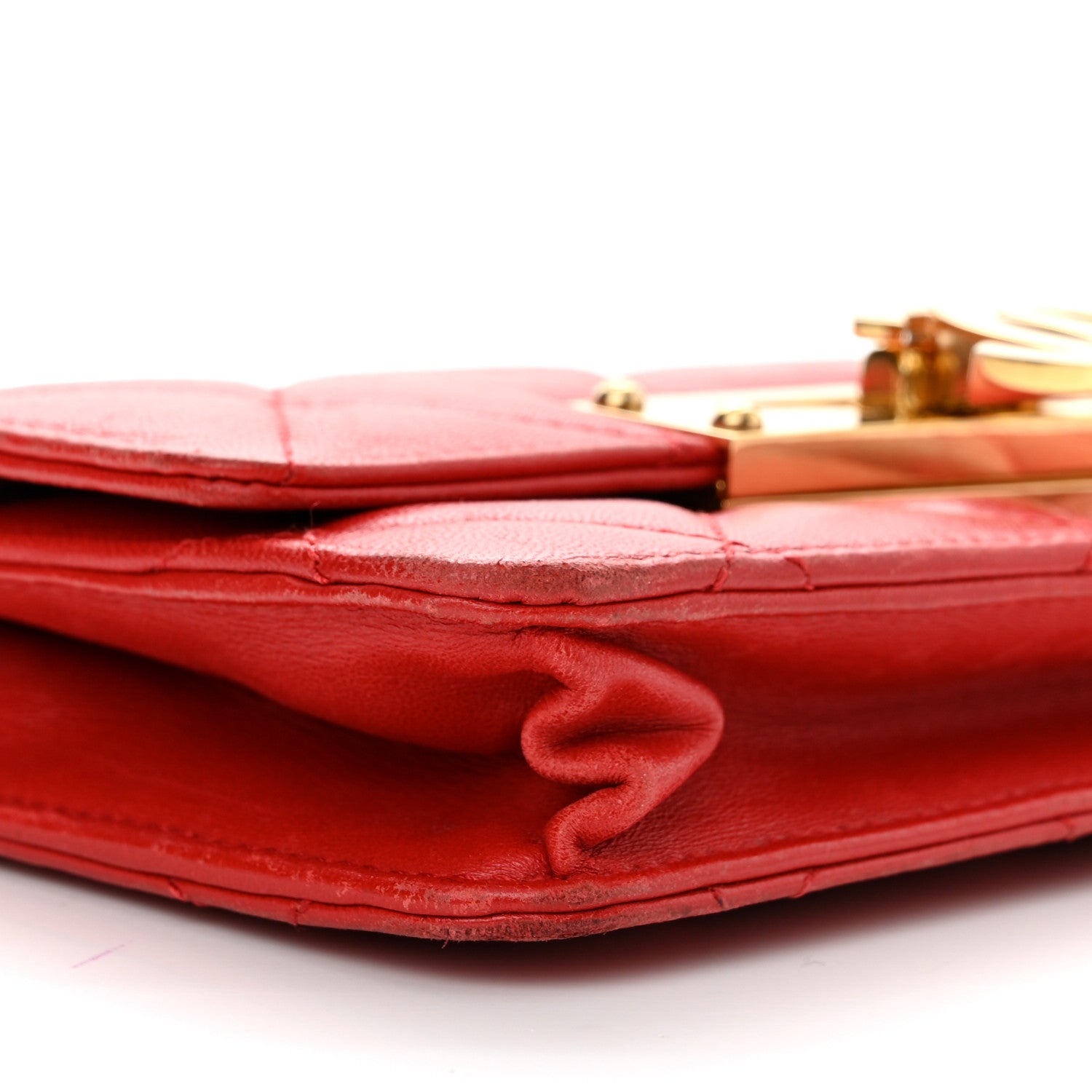 Chanel Lambskin Quilted Golden Class Wallet on Chain WOC Red 9 of 16