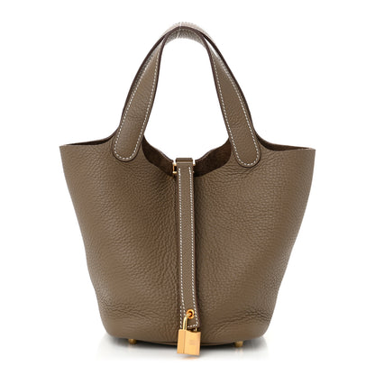 Hermes Taurillon Clemence Picotin Lock 18 PM Etoupe 1 of 10