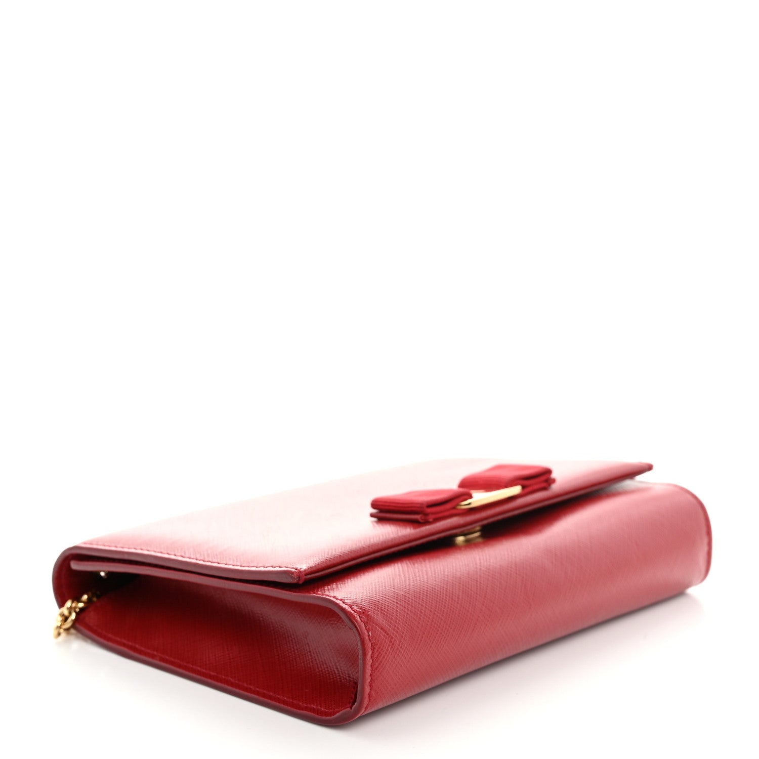 Salvatore Ferragamo Printed Calfskin  Mini Miss Vara Bow Chain Bag Rosso 4 of 11