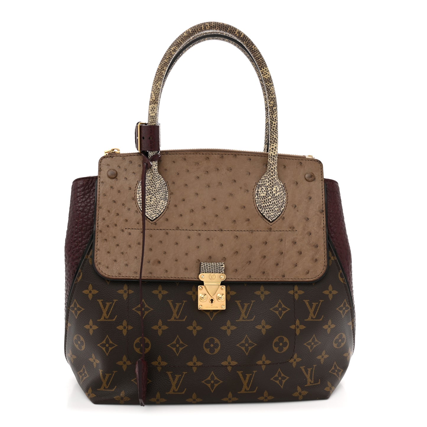 Ostrich Lizard Majestueux Tote MM Bordeaux