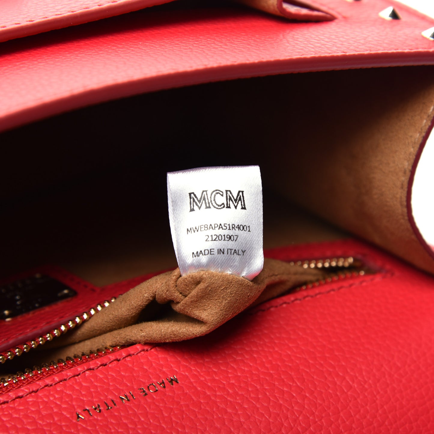 Calfskin Studded Small Patricia Satchel Chinese Red