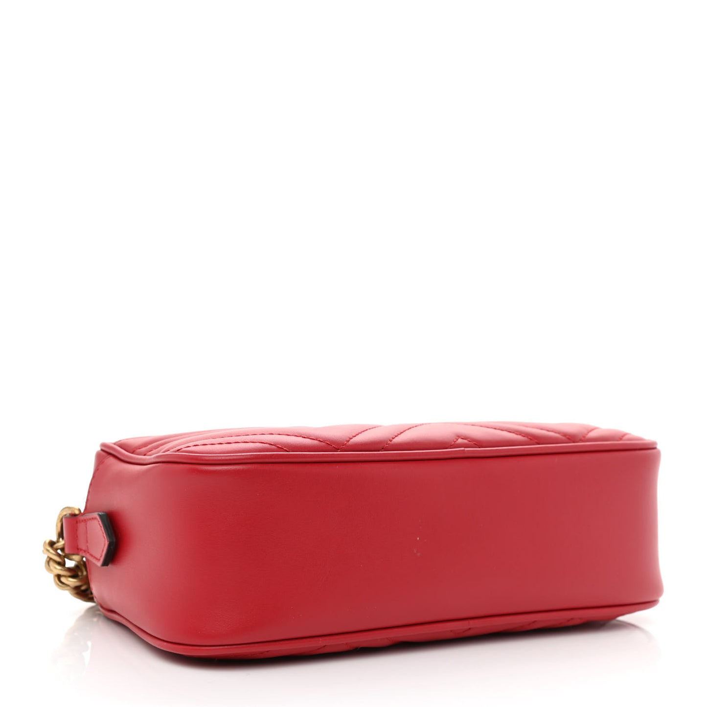 Calfskin Matelasse Small GG Marmont Chain Shoulder Bag Hibiscus Red