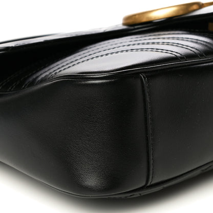 Gucci Calfskin Matelasse Medium GG Marmont Shoulder Bag Black 10 of 15