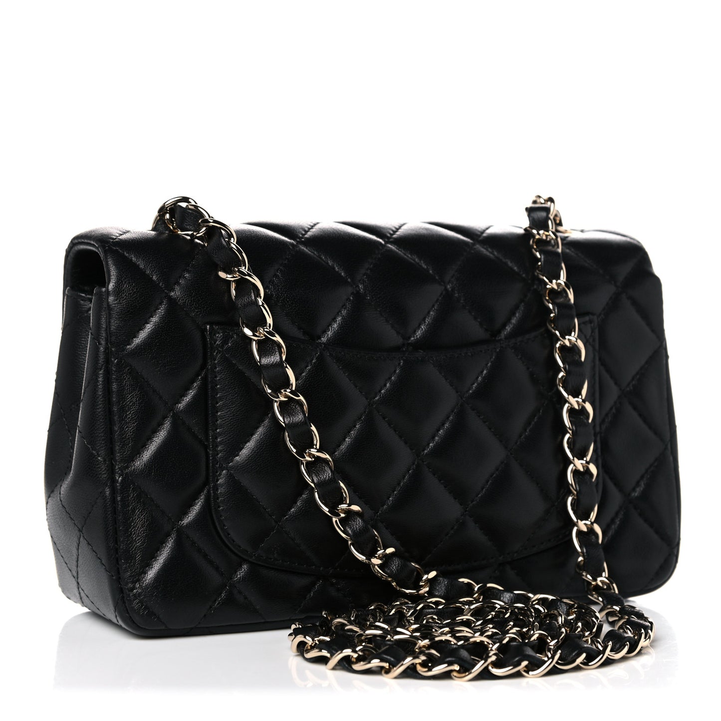 Lambskin Quilted Mini Rectangular Flap Black