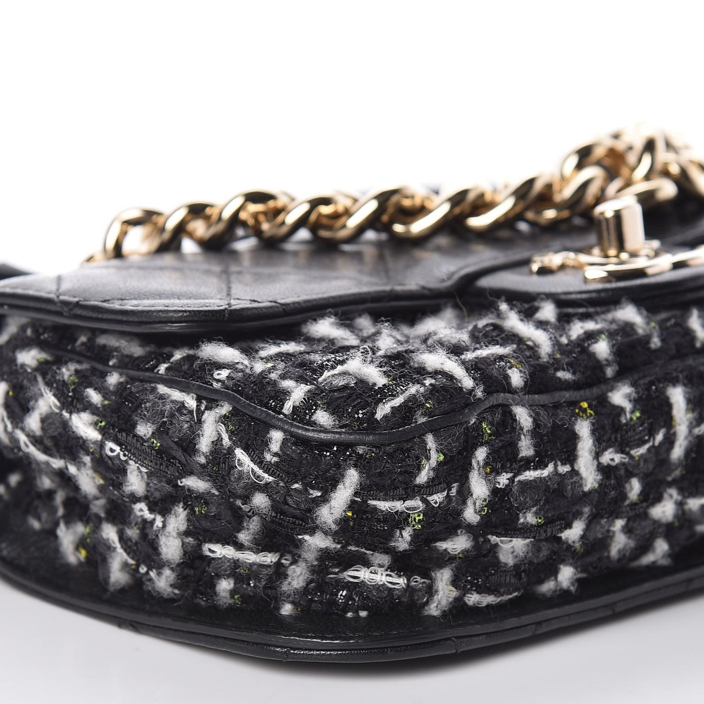 Tweed Calfskin Quilted Flap Black Multicolor