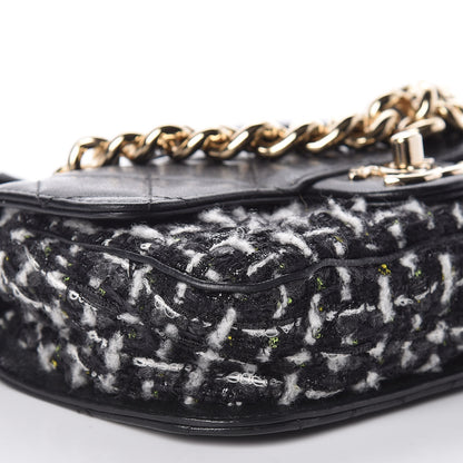 Chanel Tweed Calfskin Quilted Flap Black Multicolor 8 of 9