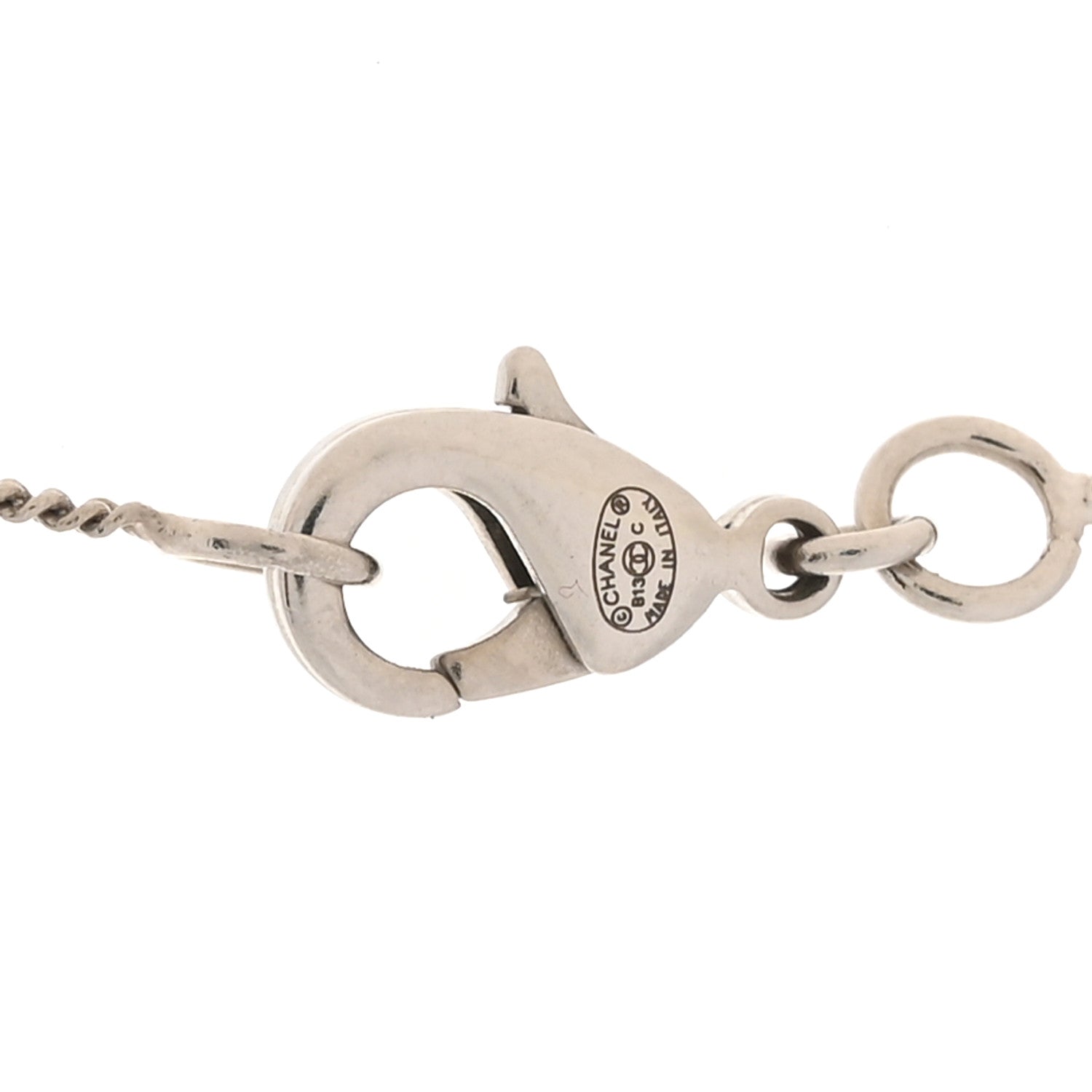 Chanel Crystal Baguette CC Necklace Silver 4 of 5