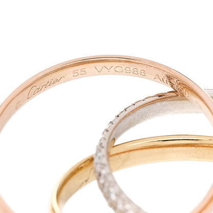 Cartier 18K White Yellow Pink Gold Diamond Small Trinity Paved Ring 55 7.25 4 of 5