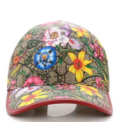 Gucci GG Supreme Flora Claudia Baseball Hat 57 M Red 3 of 10