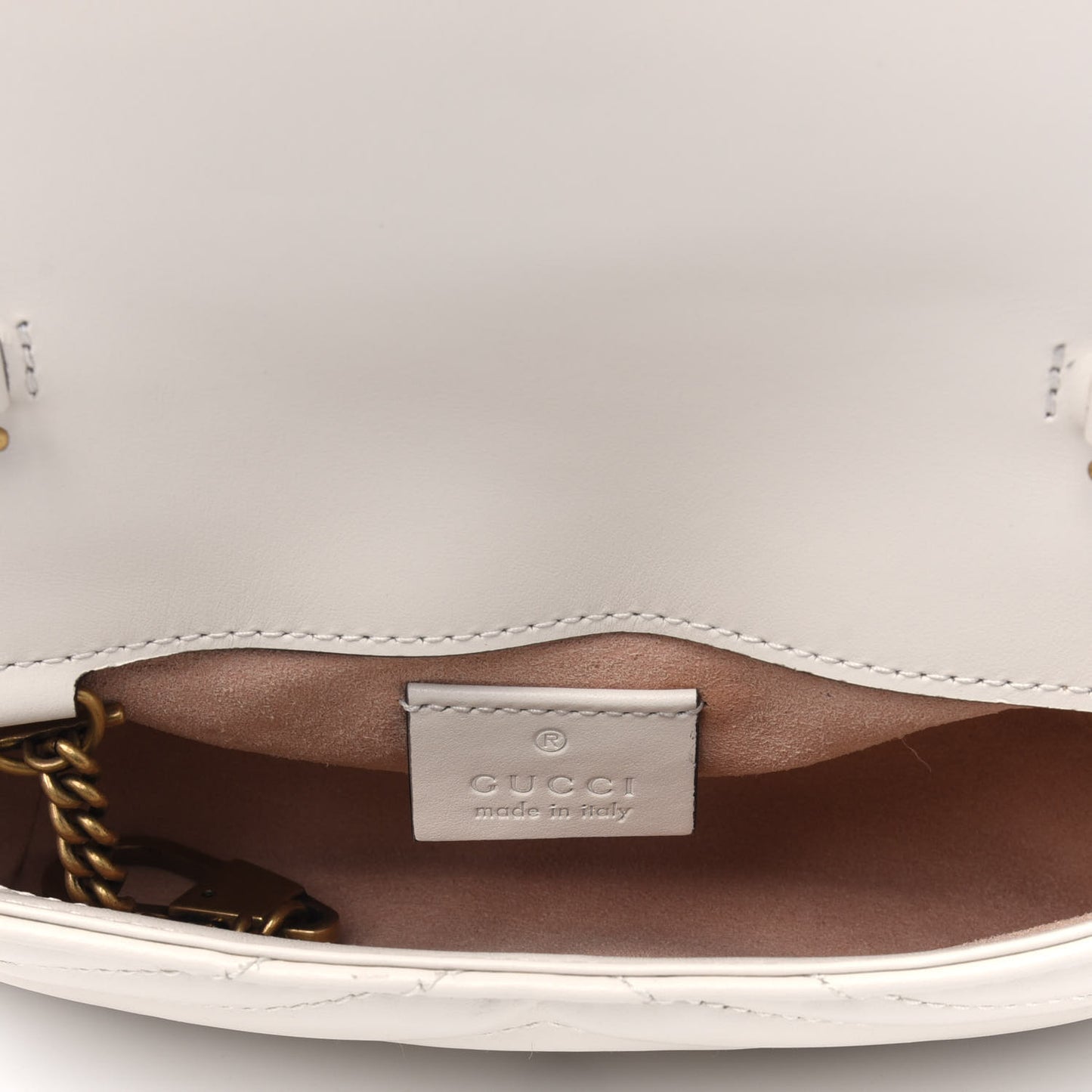 Calfskin Matelasse Super Mini GG Marmont Shoulder Bag White