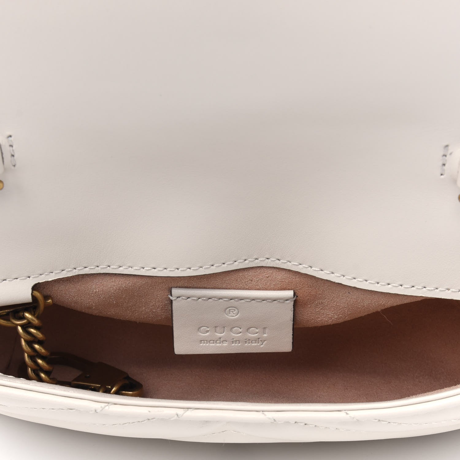 Gucci Calfskin Matelasse Super Mini GG Marmont Shoulder Bag White 4 of 5