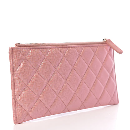 Chanel Iridescent Caviar Quilted Classic Zip Pouch Rose Pink 3 of 8