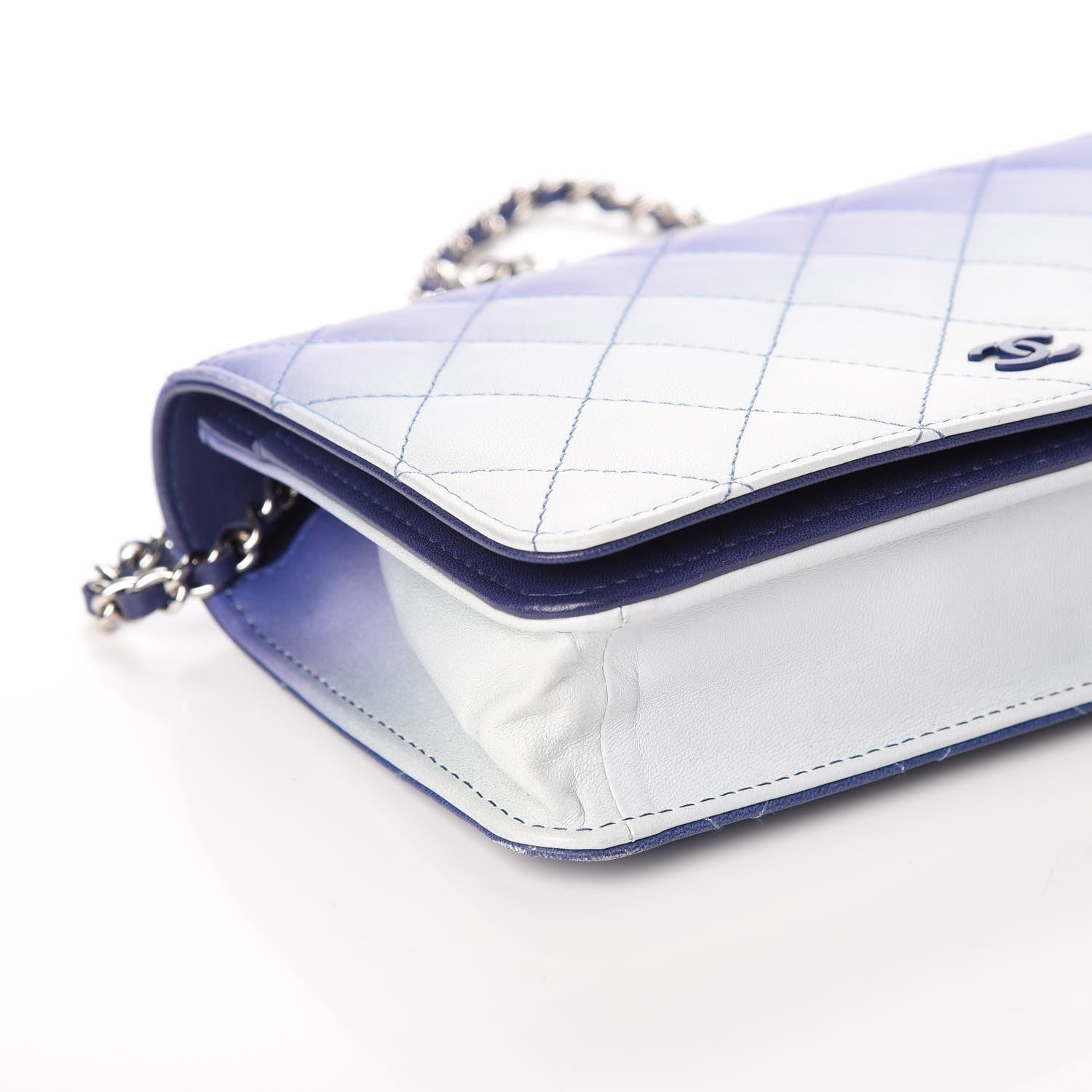 Chanel Lambskin Quilted Degrade Wallet On Chain WOC Purple White 11 of 12
