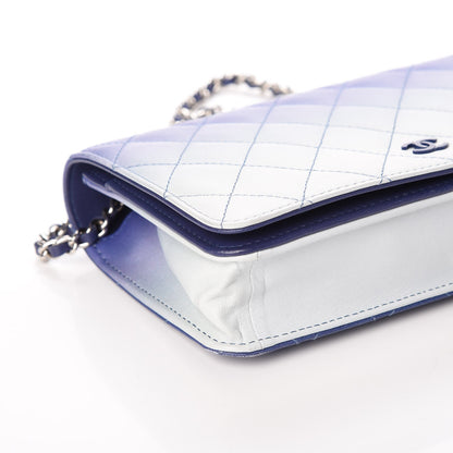 Chanel Lambskin Quilted Degrade Wallet On Chain WOC Purple White 11 of 12