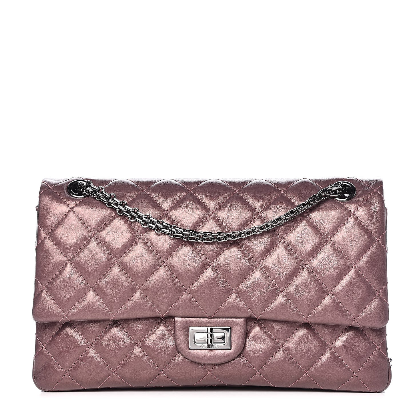 Metallic Aged Calfskin Quilted 2.55 Reissue 226 Flap Rose Fonce