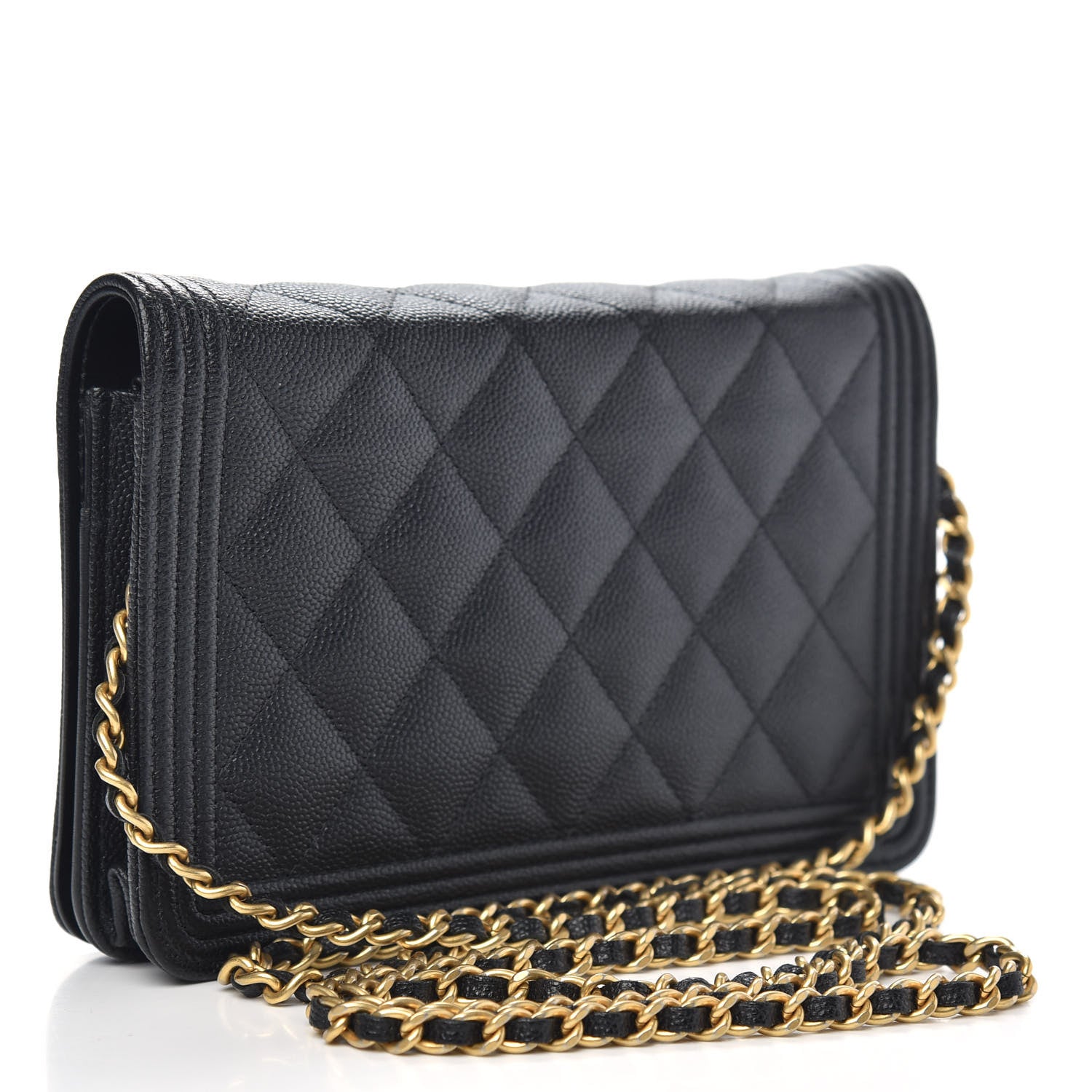 Chanel Caviar Quilted Boy Wallet On Chain WOC Black 3 of 12