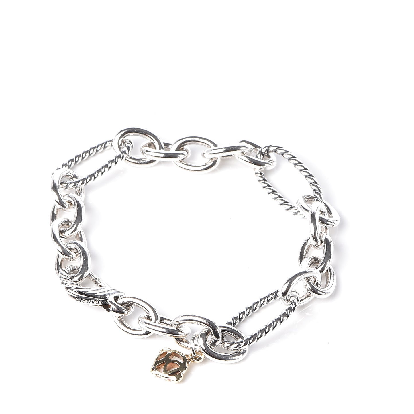 Sterling Silver 18K Yellow Gold Figaro Link Bracelet