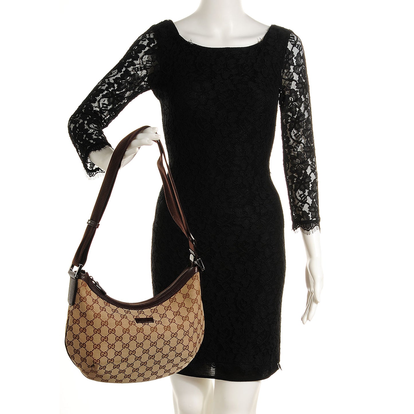 Monogram Medium Half Moon Hobo Dark Brown