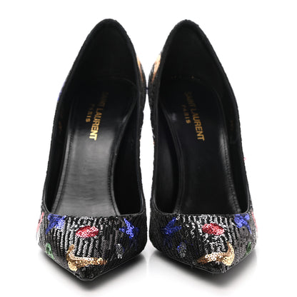Saint Laurent Sequin Palace 105 Pumps 38.5 Black 2 of 10
