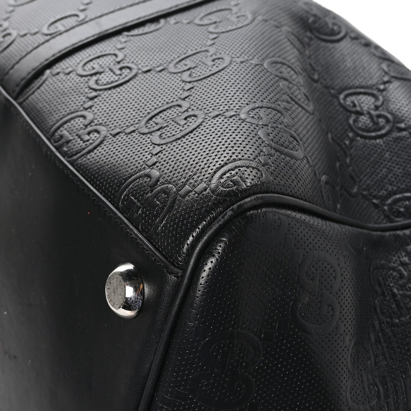 Calfskin GG Tennis Embossed Duffle Bag Black