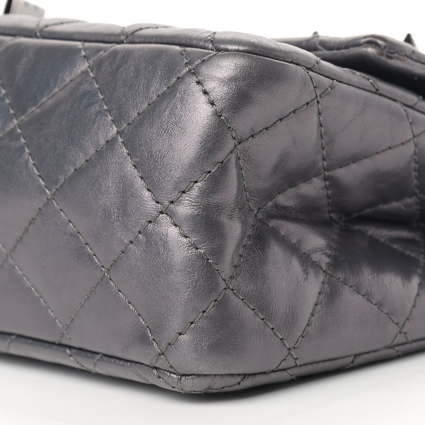 Metallic Aged Calfskin Quilted Studded 2.55 Reissue 226 Flap Dark Silver