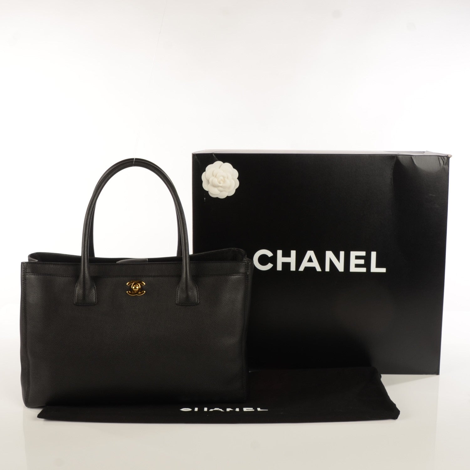 Chanel Calfskin Cerf Executive Shopper Tote Black 4 of 9