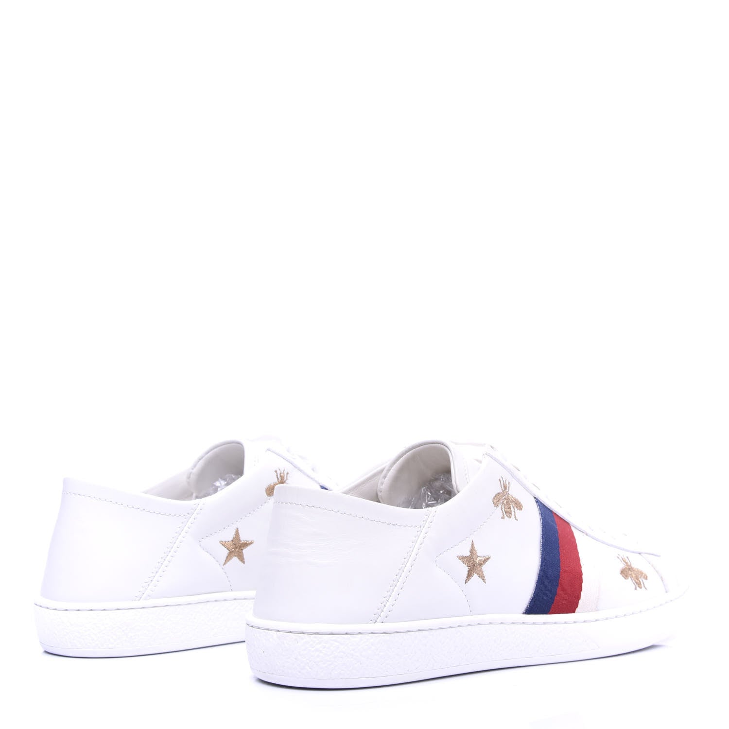 Gucci Calfskin Bee Star Embroidered Sylvie Web Ace Sneakers 38.5 White 4 of 10