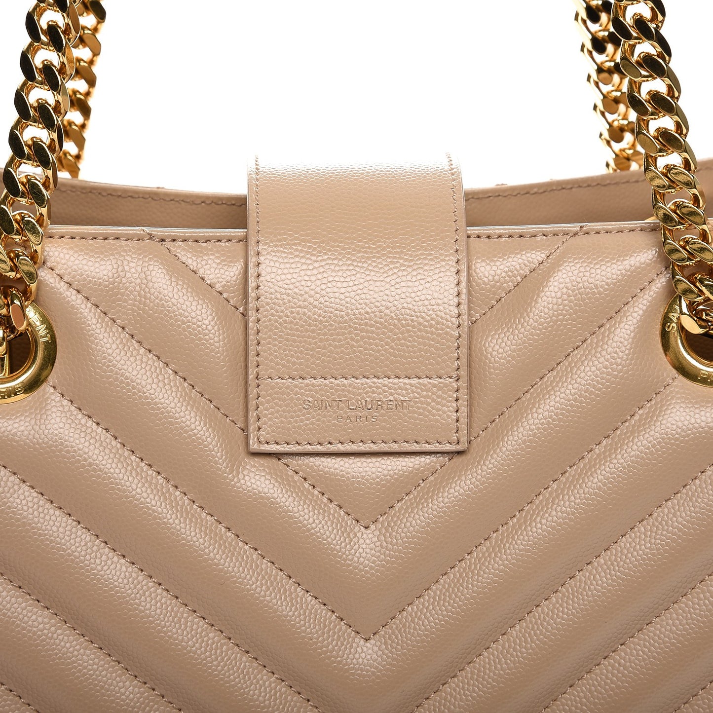 Grain De Poudre Matelasse Chevron Monogram Shopping Bag Dark Beige