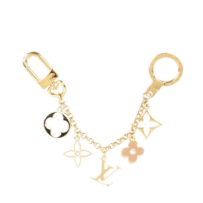 Louis Vuitton Brass Enamel Fleur De Monogram Bag Charm Chain Gold 1 of 3