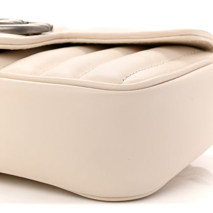 Gucci Calfskin Matelasse Aria Super Mini GG Marmont Shoulder Bag Mystic White 10 of 11