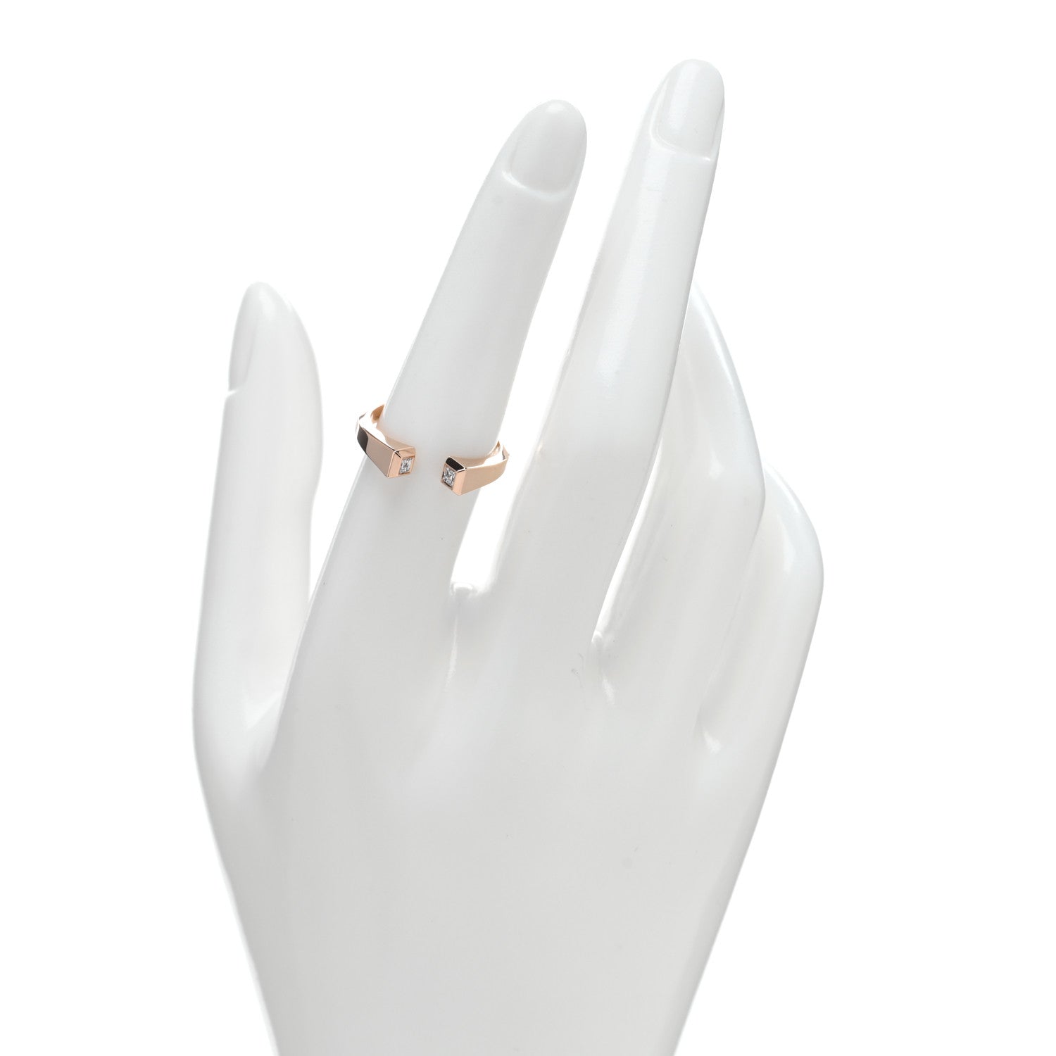 Hermes 18K Rose Gold Diamond PM Clou de Forge Ring 54 6.75 2 of 5