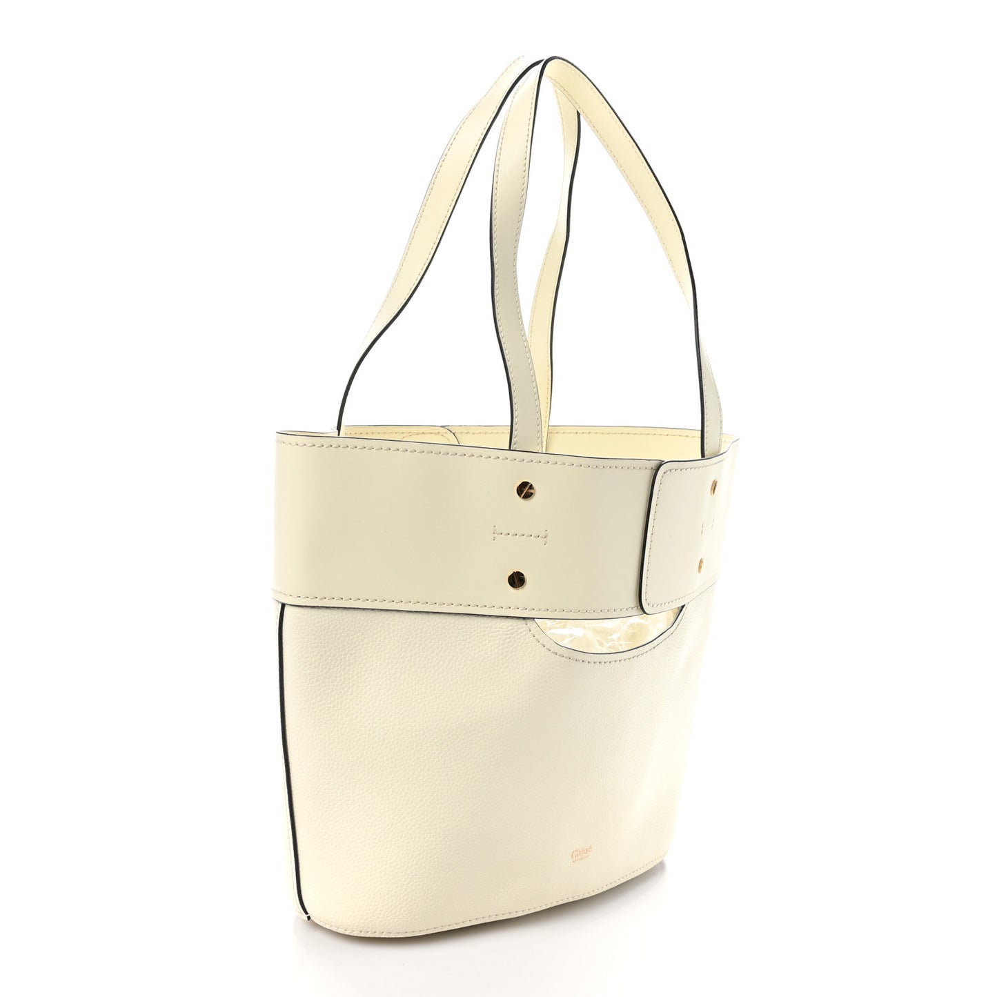 Smooth Grained Calfskin Small Aby Tote White