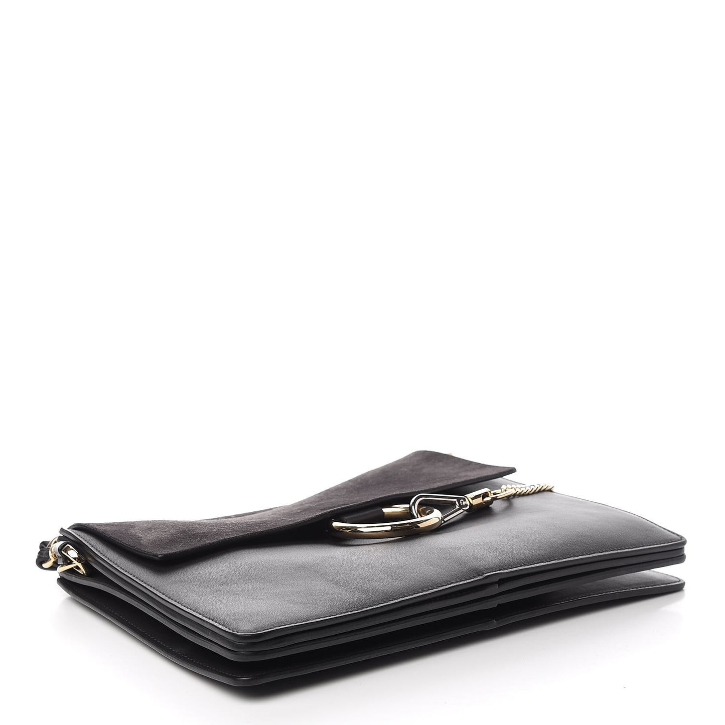 Calfskin Suede Medium Faye Shoulder Bag Carbon Grey