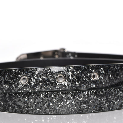 Chanel Glitter Calfskin CC Logo Skinny Belt 80 32 Silver 4 of 8