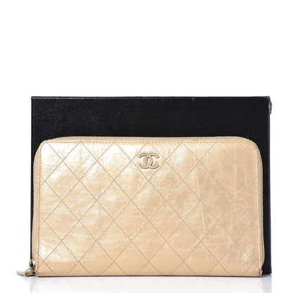 Chanel Metallic Aged Calfskin Quilted Palette Large Zip Around Organizer Wallet Gold 19 of 19