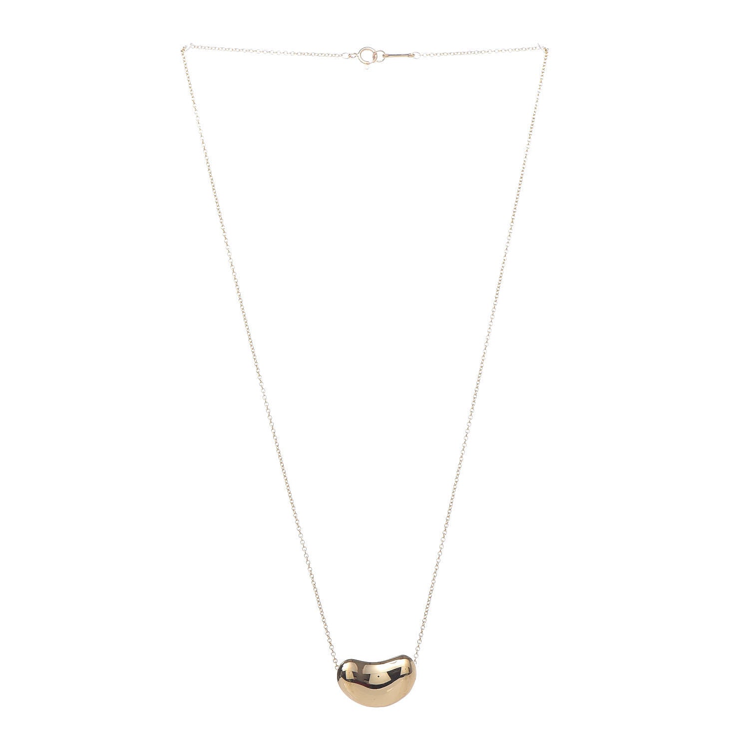 Tiffany 18K Yellow Gold 18mm Elsa Peretti Bean Pendant Necklace 3 of 6