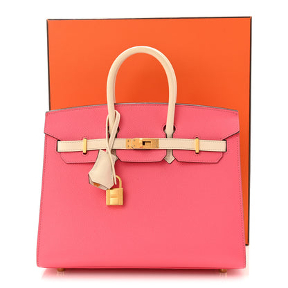 Hermes Epsom Horseshoe Birkin Sellier 25 Rose Azalee Nata 13 of 13