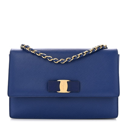 Salvatore Ferragamo Printed Calfskin Ginny Shoulder Bag Ocean 1 of 10